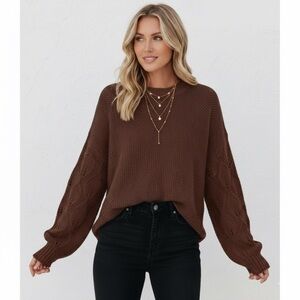 ✨ Chunky Cable Knit Sweater | Lantern Sleeve Oversized Pullover, Fall 2025